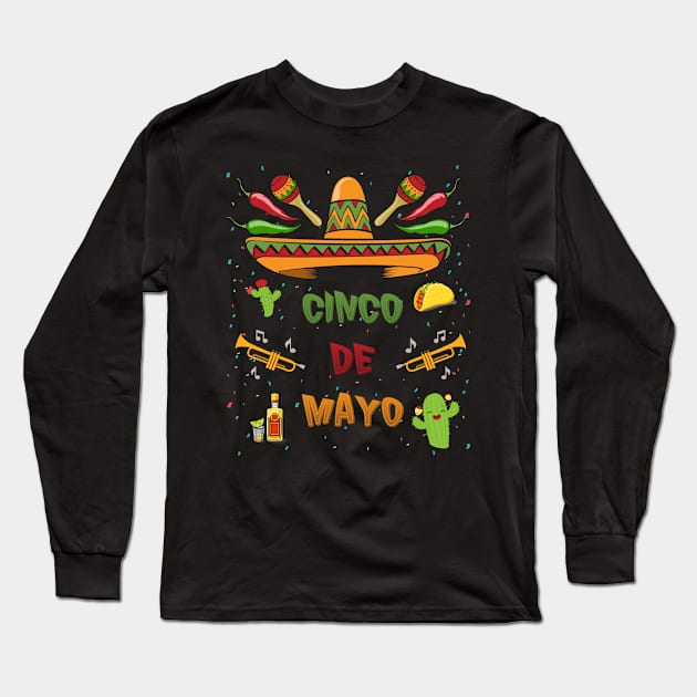 Funny Cinco De Mayo Fiesta Long Sleeve T-Shirt by SmileSmith
